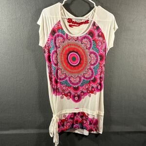 desigual euro women top medium multicolor boho art to wear artsy abstract fairy